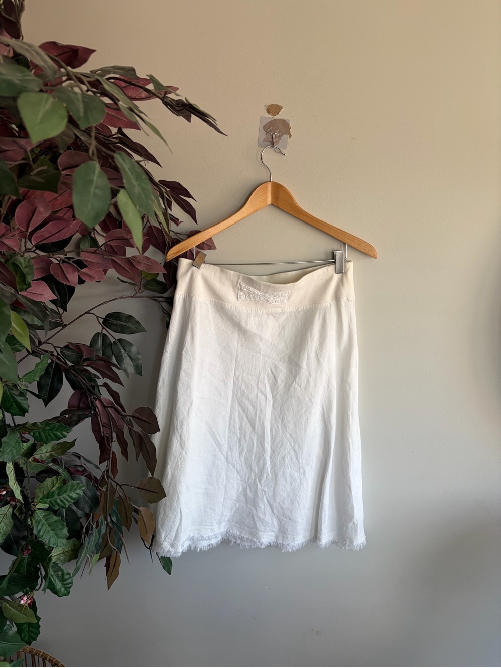 Vintage linen Classic White A-Line Women's Skirt - Picture 2 of 2